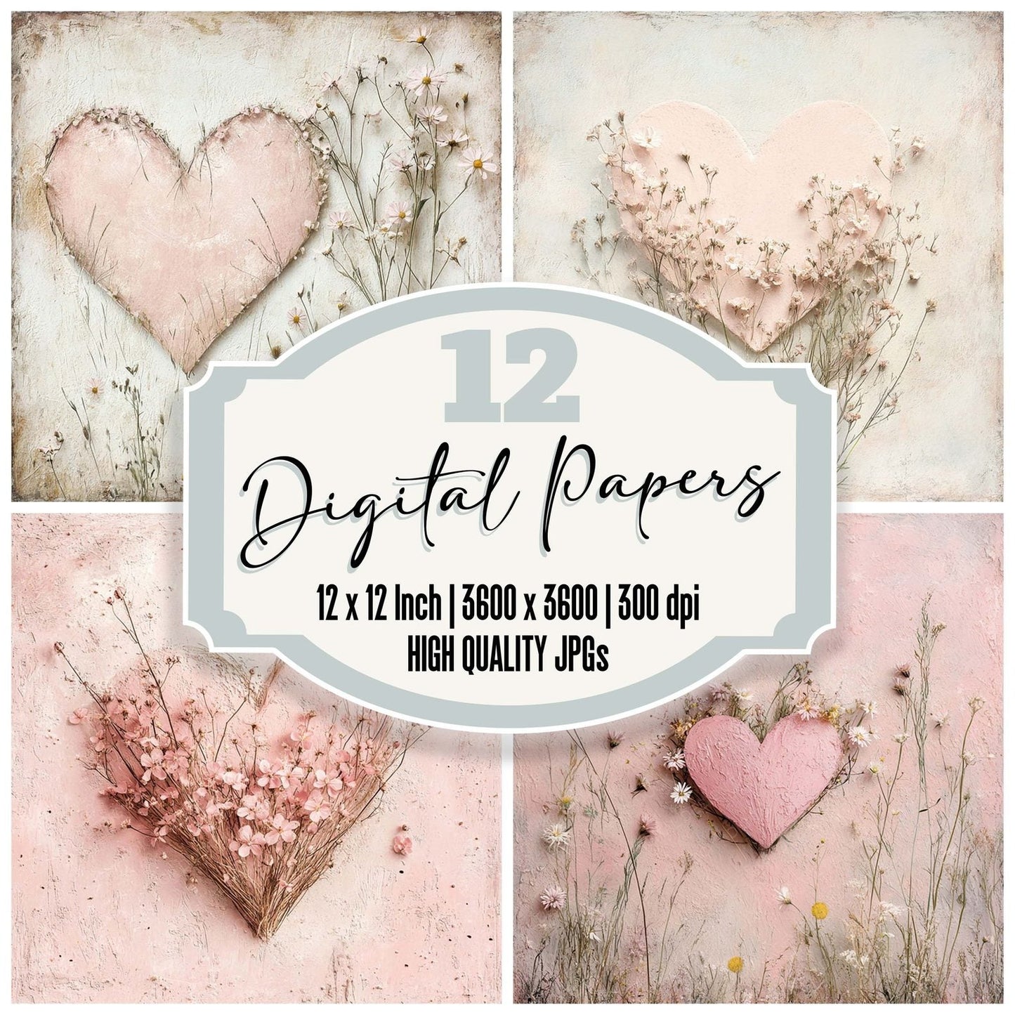 Wildflower Meadow Heart Digital Paper Pack (DDD004420)