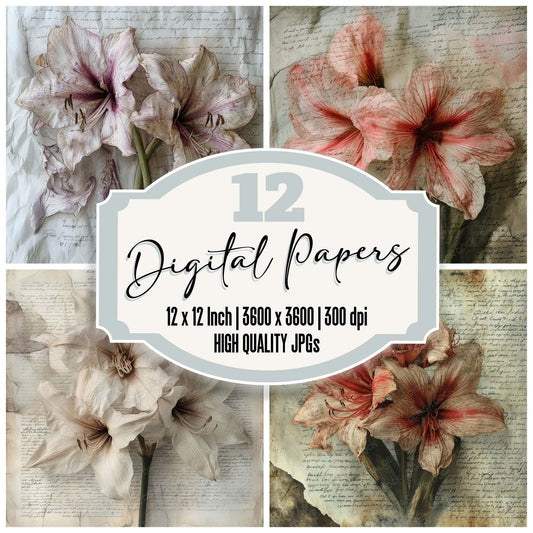 Wilted Amaryllis Script Digital Paper Pack (DDD004425)