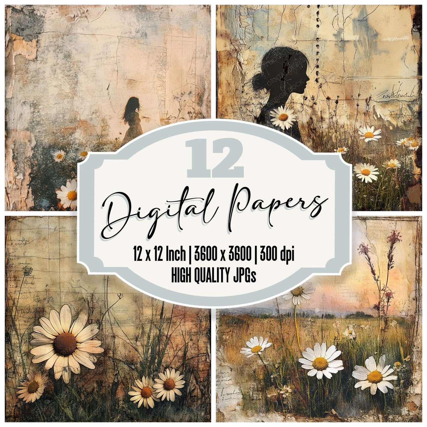 Wilted Daisy Thread Digital Paper Pack (DDD004426)