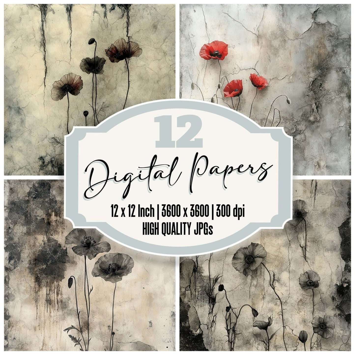 Wilted Poppy Dust Digital Paper Pack (DDD004427)