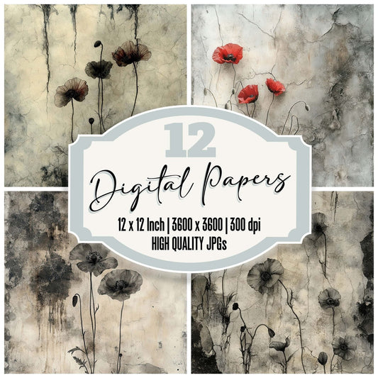 Wilted Poppy Dust Digital Paper Pack (DDD004427)