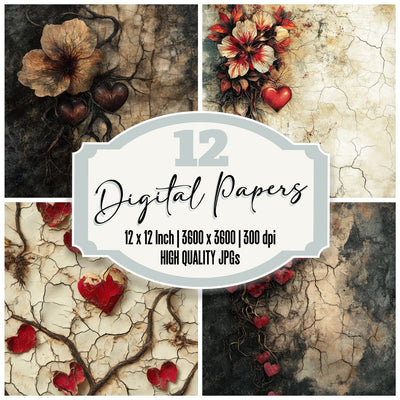 Wilted Root Heart Digital Paper Pack (DDD004429)