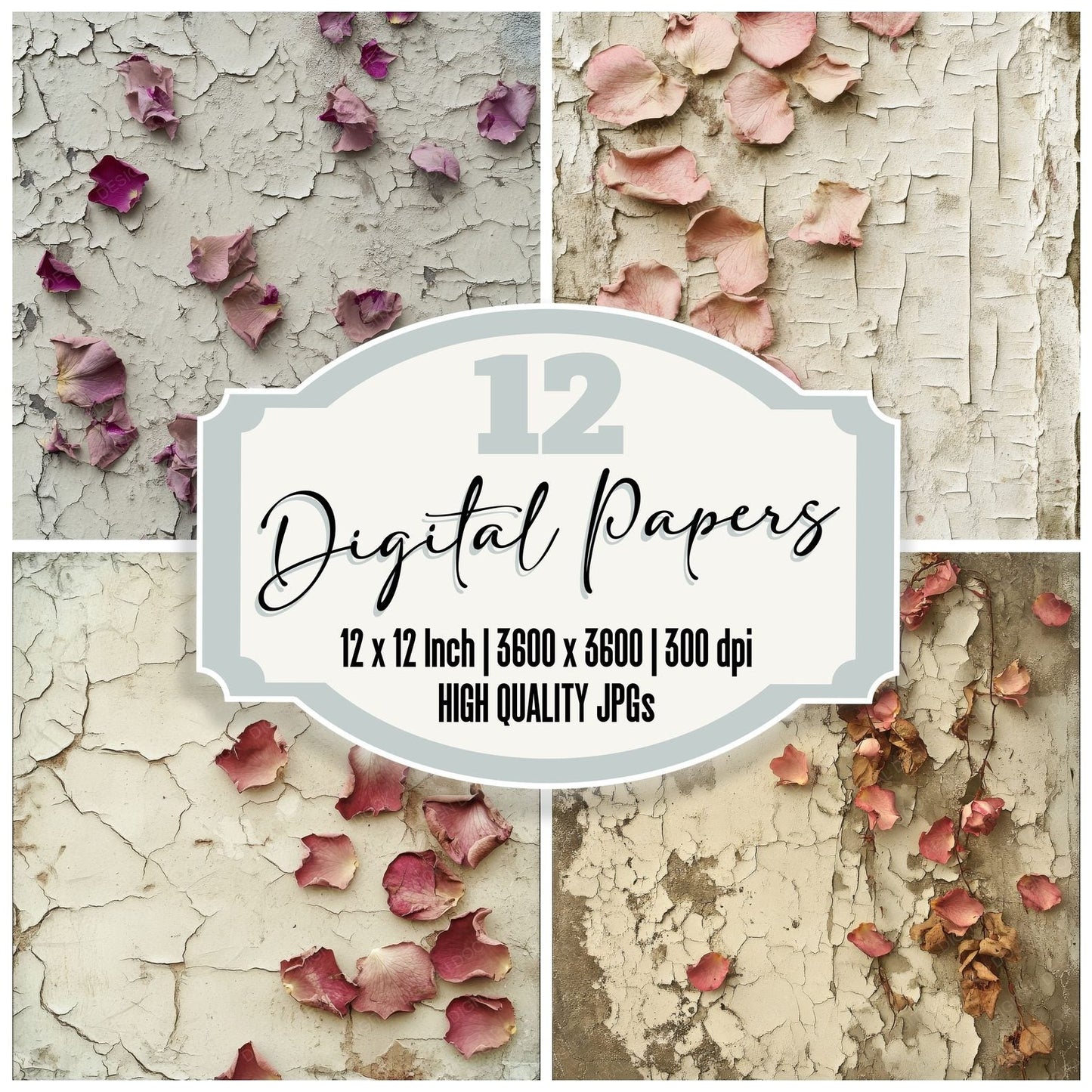 Wilted Roses Paint Background Digital Paper Pack (DDD004430)