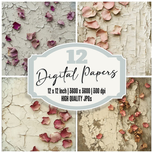 Wilted Roses Paint Background Digital Paper Pack (DDD004430)