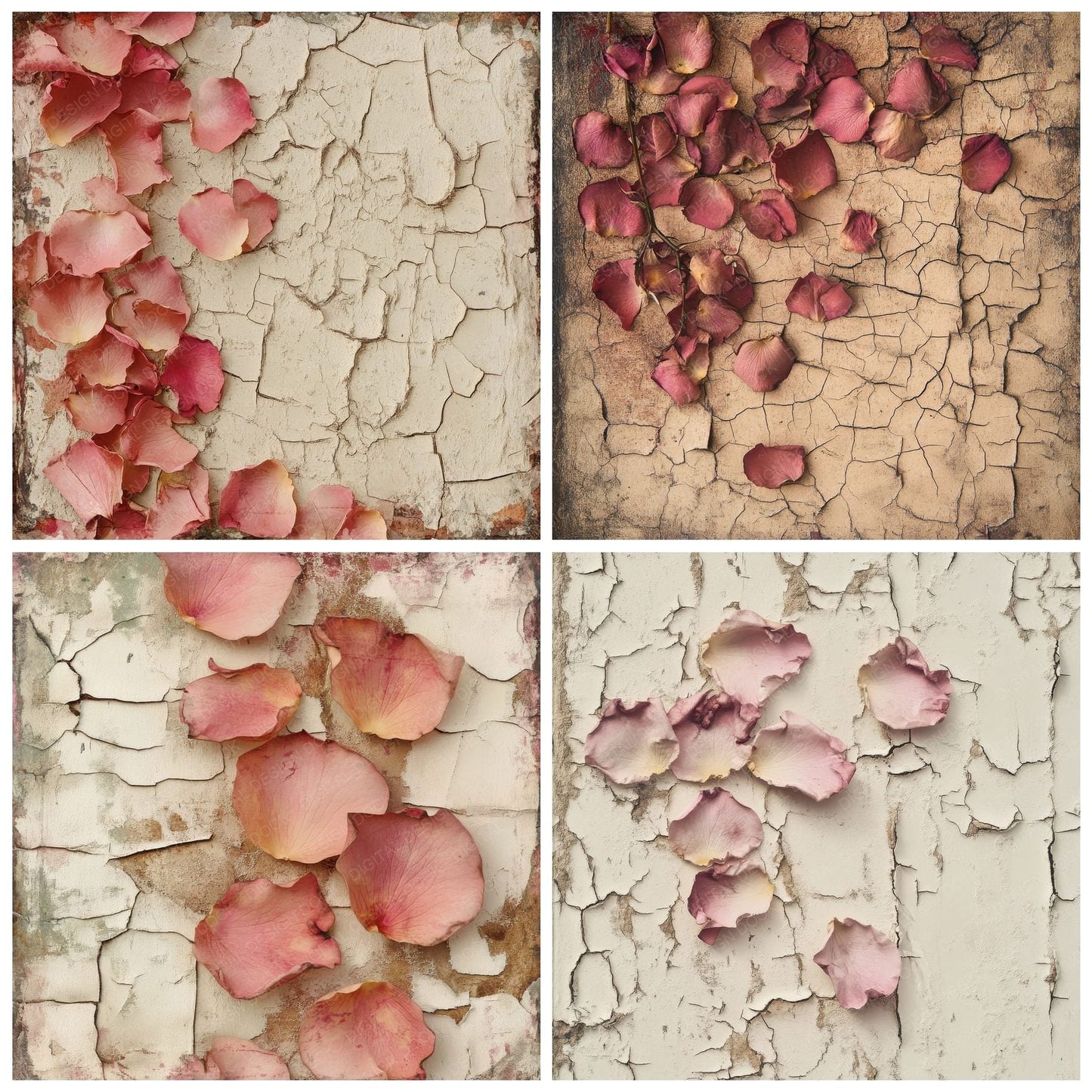 Wilted Roses Paint Background Digital Paper Pack (DDD004430)
