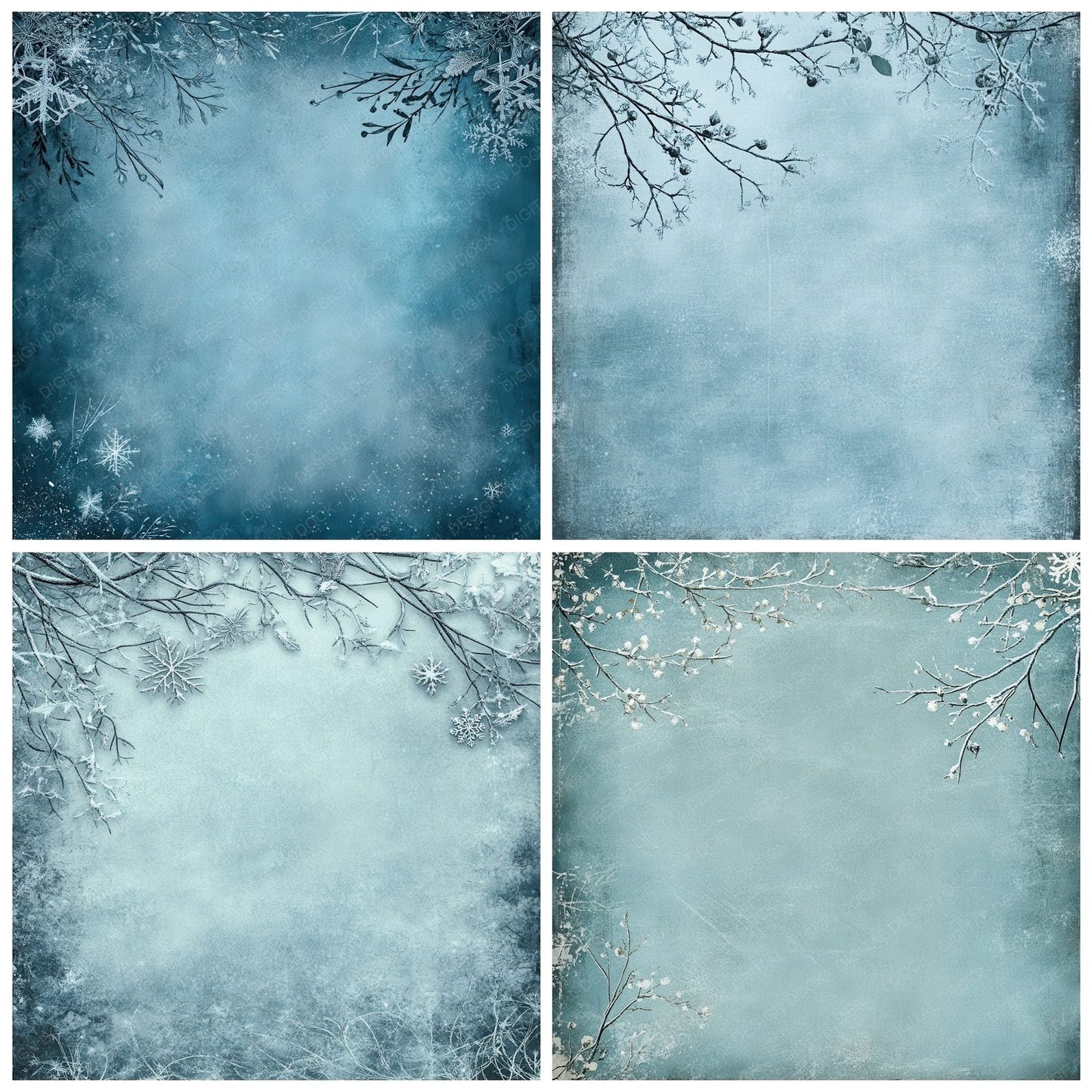 Winter Frost Branch Shadow Digital Paper Pack (DDD004440)