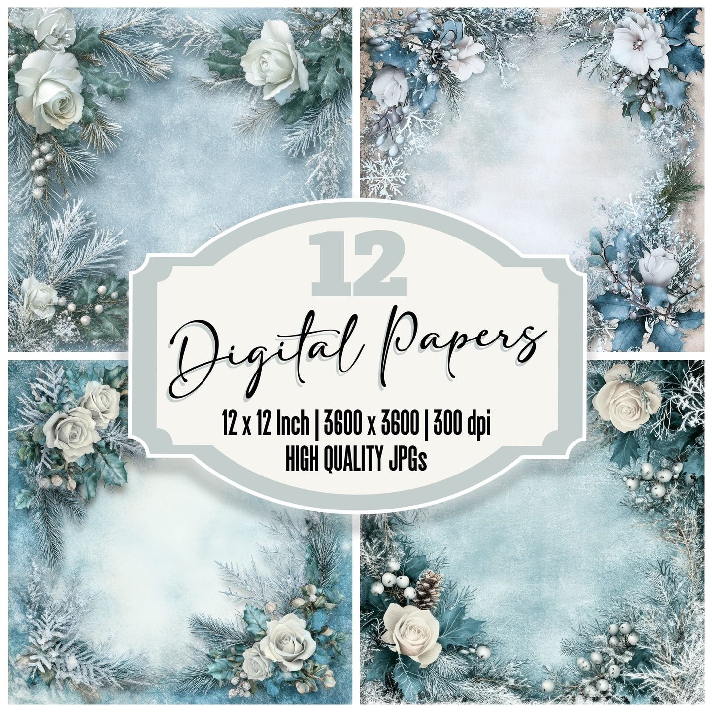 Winter Petals Digital Paper Pack (DDD004441)