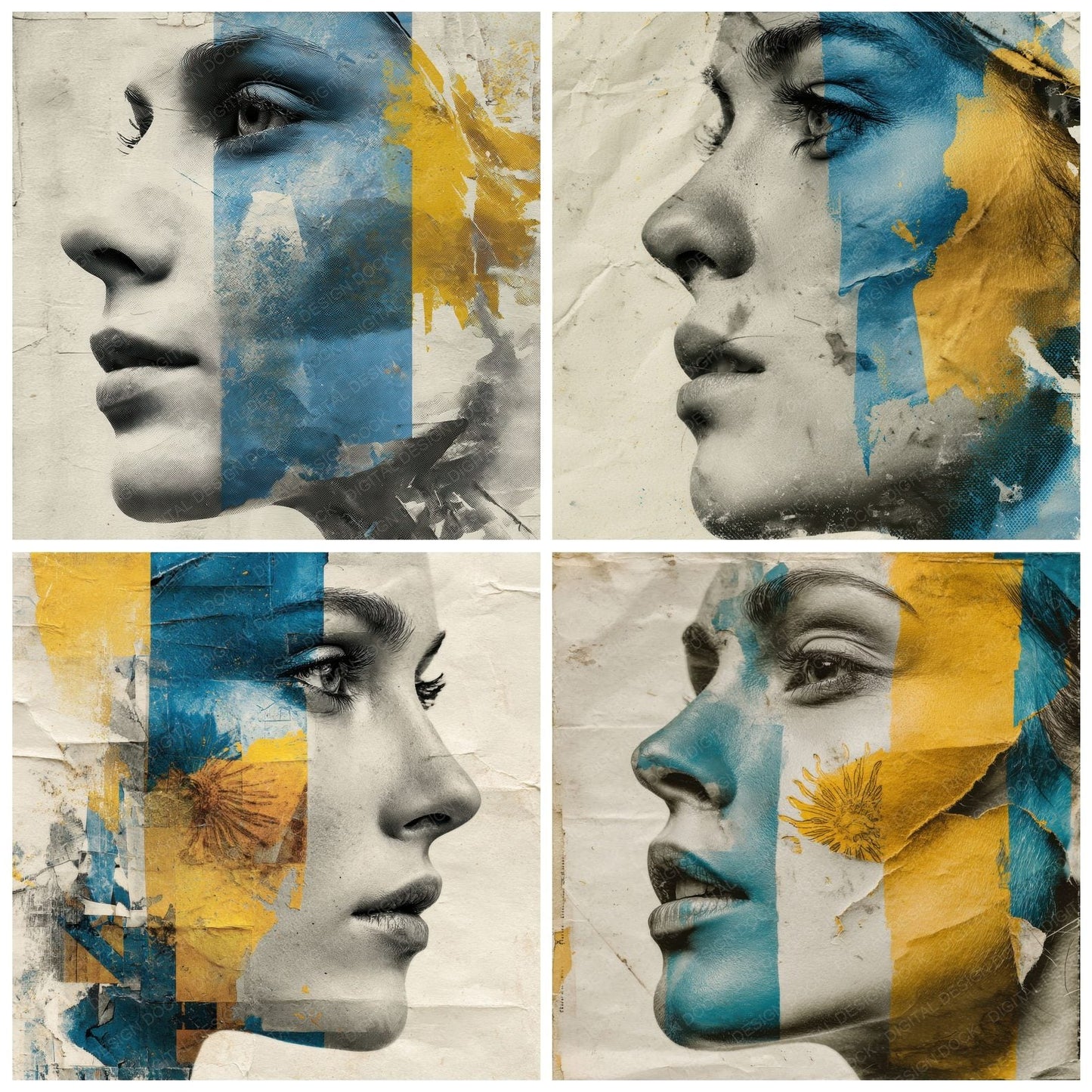 Woman Argentina Face Flag Digital Paper Pack (DDD004447)