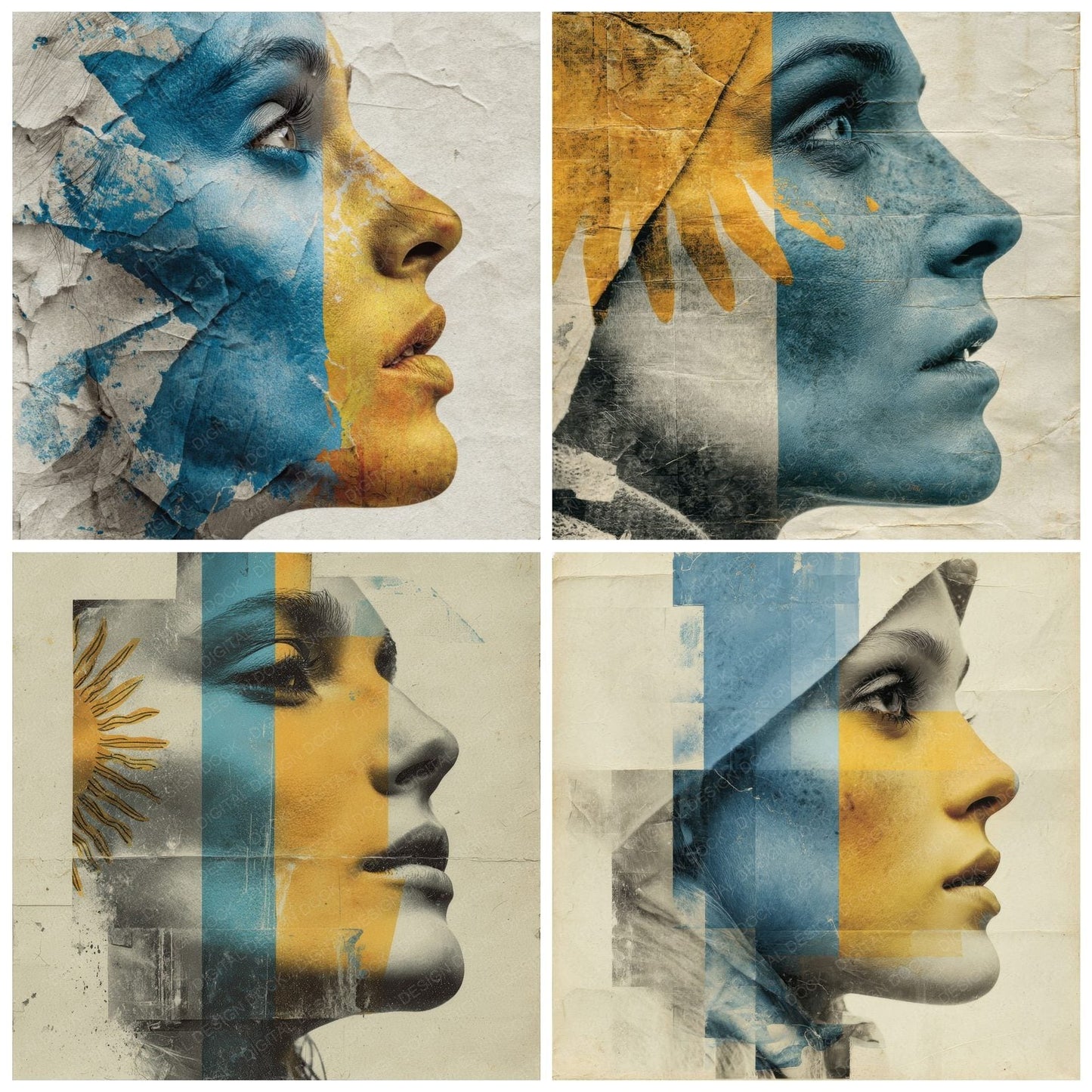 Woman Argentina Face Flag Digital Paper Pack (DDD004447)