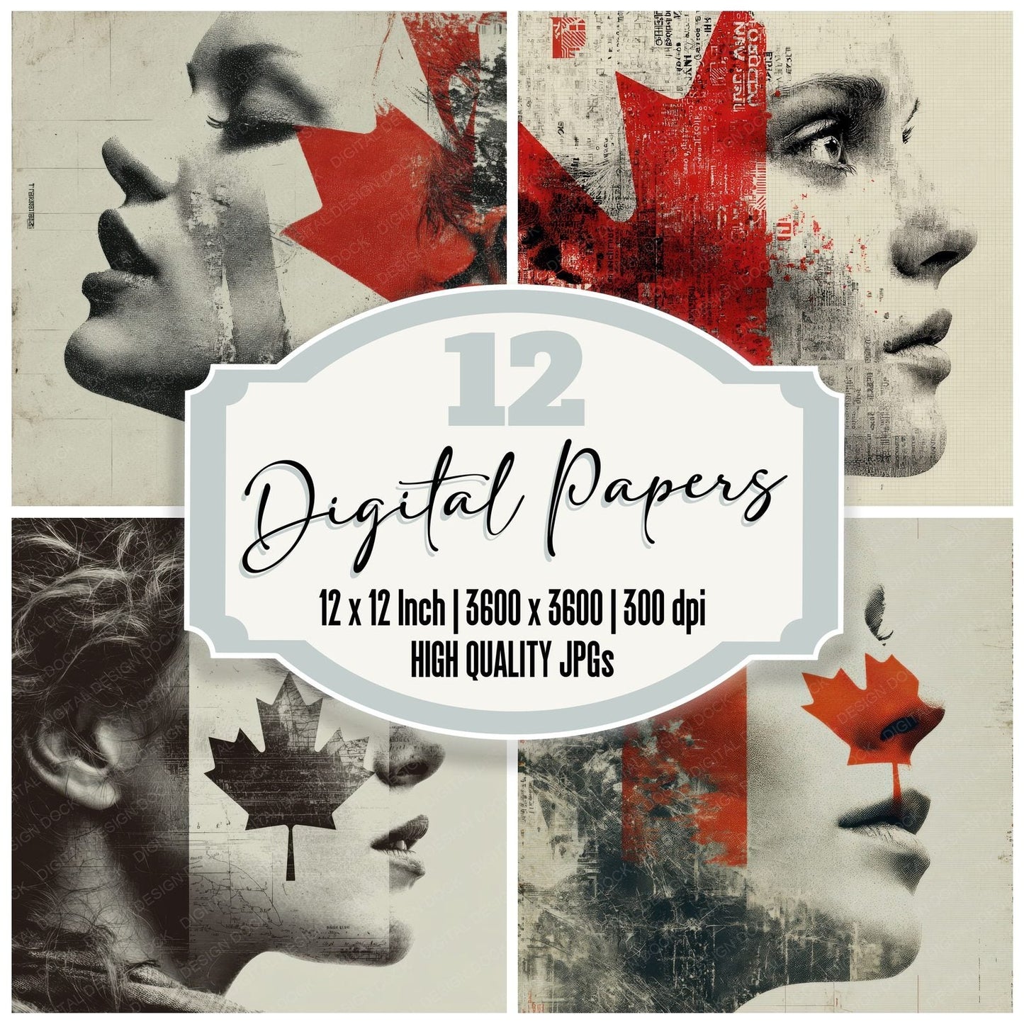 Woman Canada Face Print Digital Paper Pack (DDD004449)