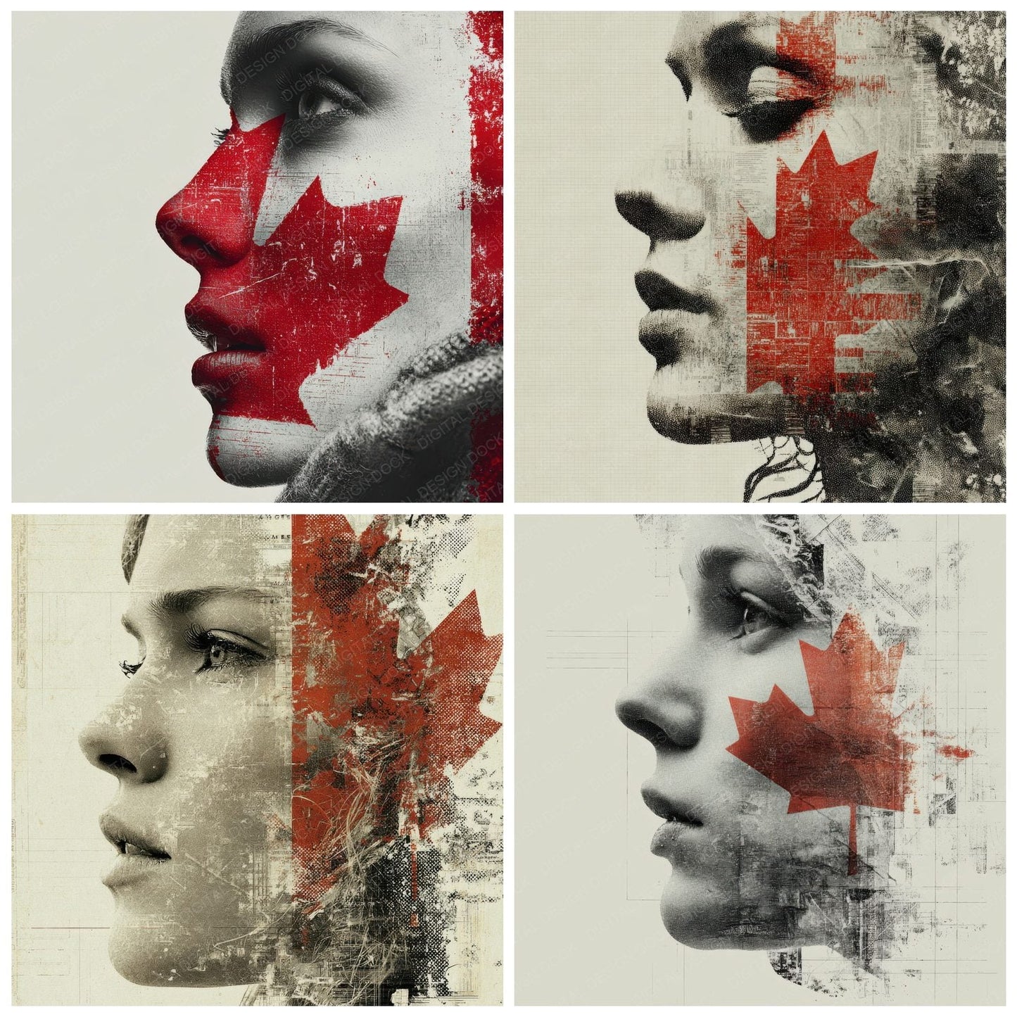 Woman Canada Face Print Digital Paper Pack (DDD004449)