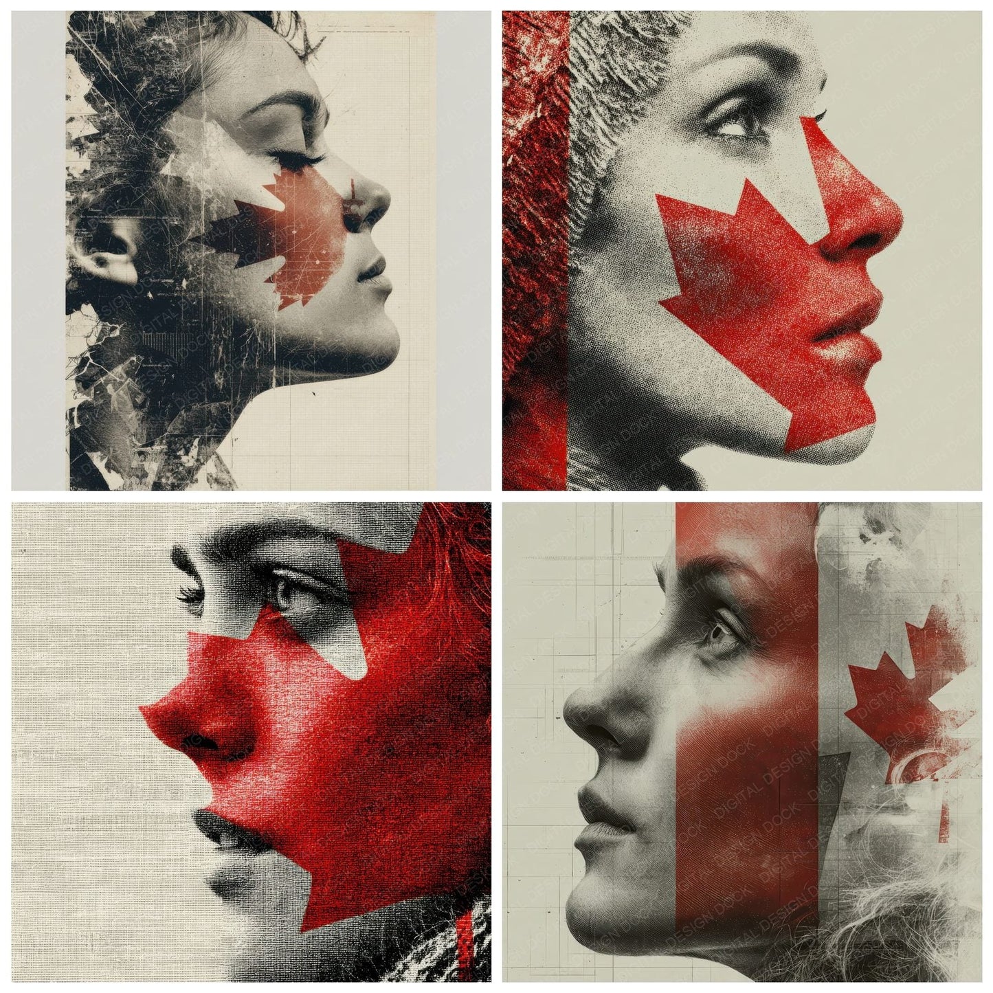Woman Canada Face Print Digital Paper Pack (DDD004449)