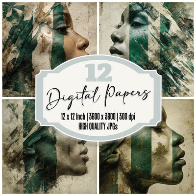 Woman Nigeria Face Print Digital Paper Pack (DDD004456)