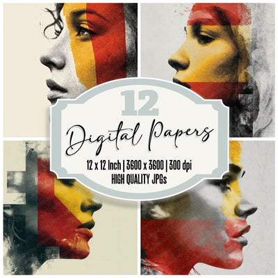 Woman Spain Face Offset Digital Paper Pack (DDD004458)