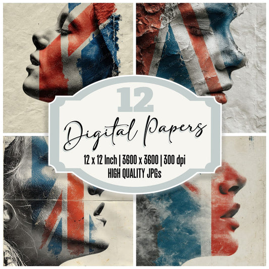 Woman UK Face Flag Digital Paper Pack (DDD004460)