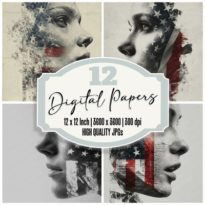 Woman USA Face Offset Digital Paper Pack (DDD004461)