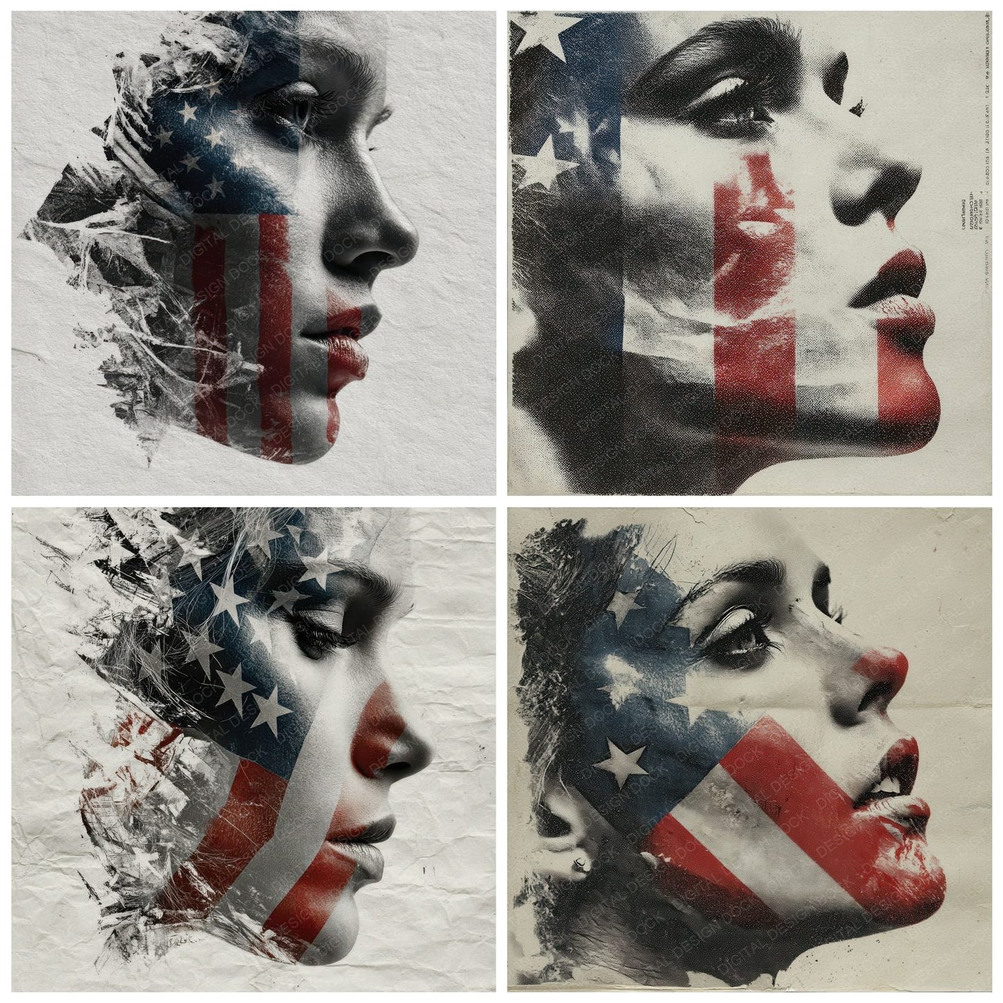Woman USA Face Offset Digital Paper Pack (DDD004461)