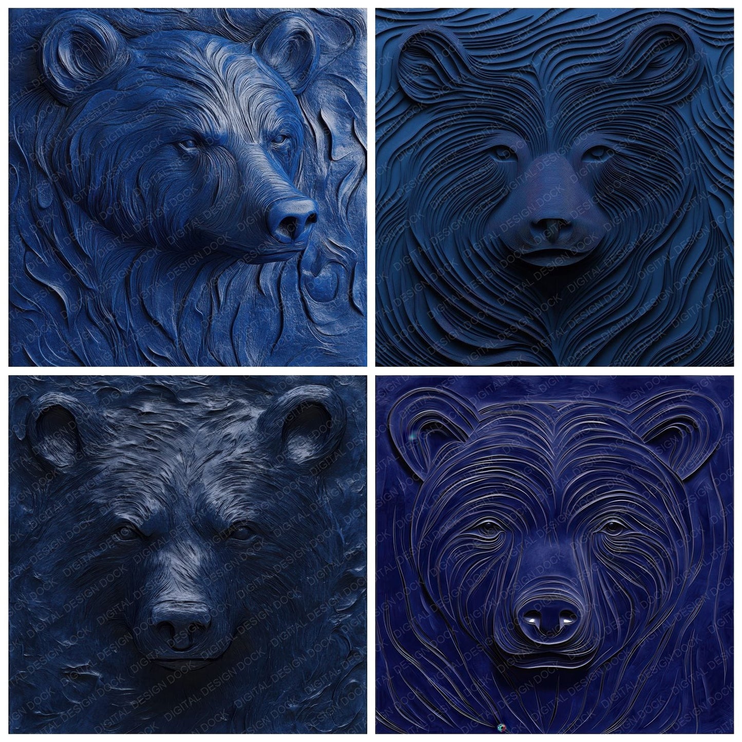 Woodblock Bear Print Digital Paper Pack (DDD004463)