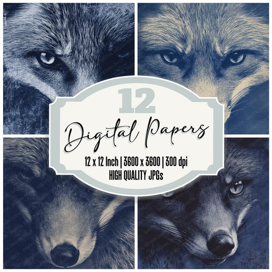 Woodblock Fox Close Digital Paper Pack (DDD004464)