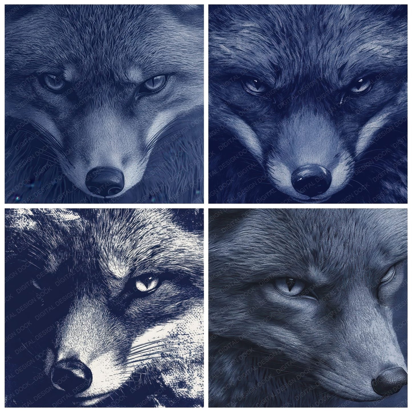 Woodblock Fox Close Digital Paper Pack (DDD004464)