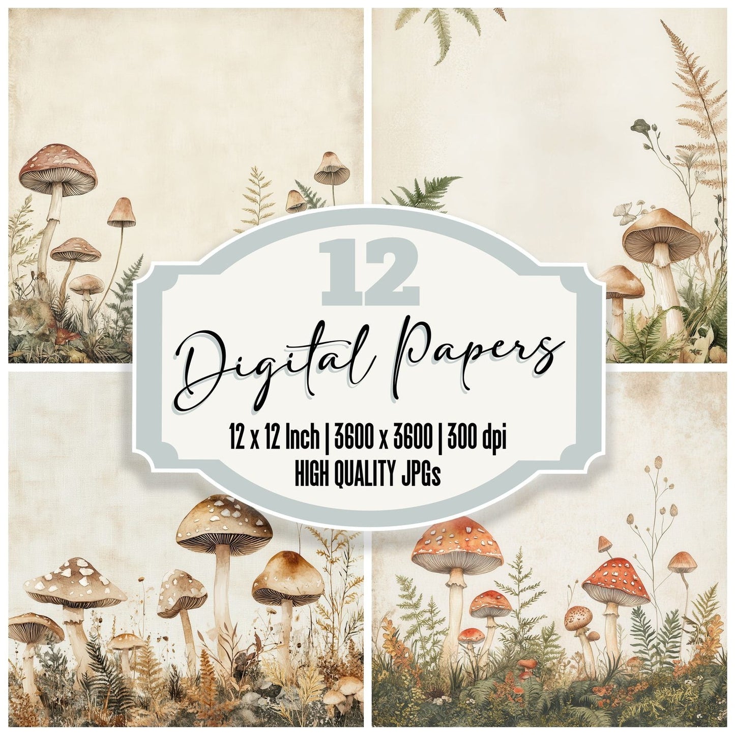 Woodland Mushroom Base Digital Paper Pack (DDD004467)