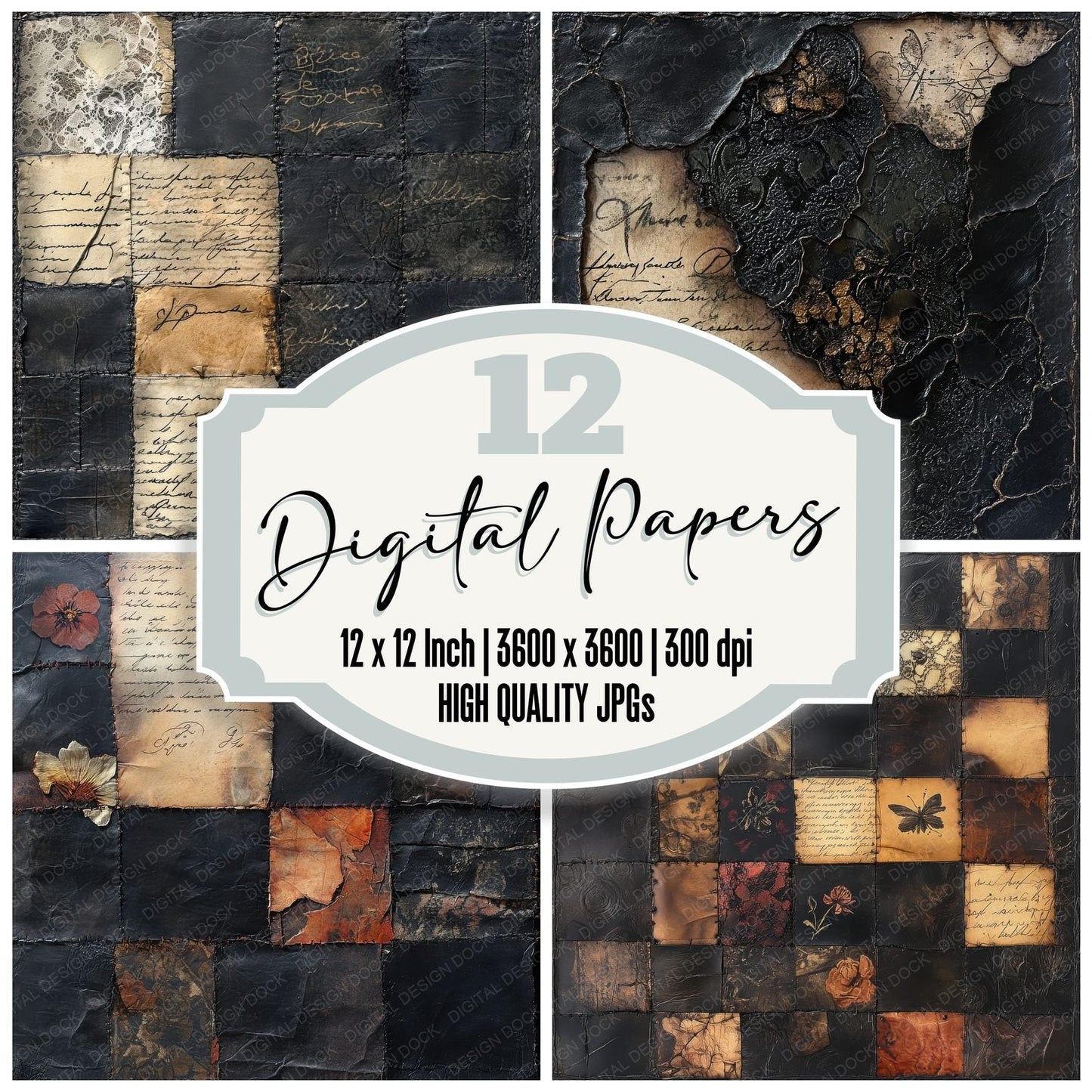Worn Lace Stitches Digital Paper Pack (DDD004473)