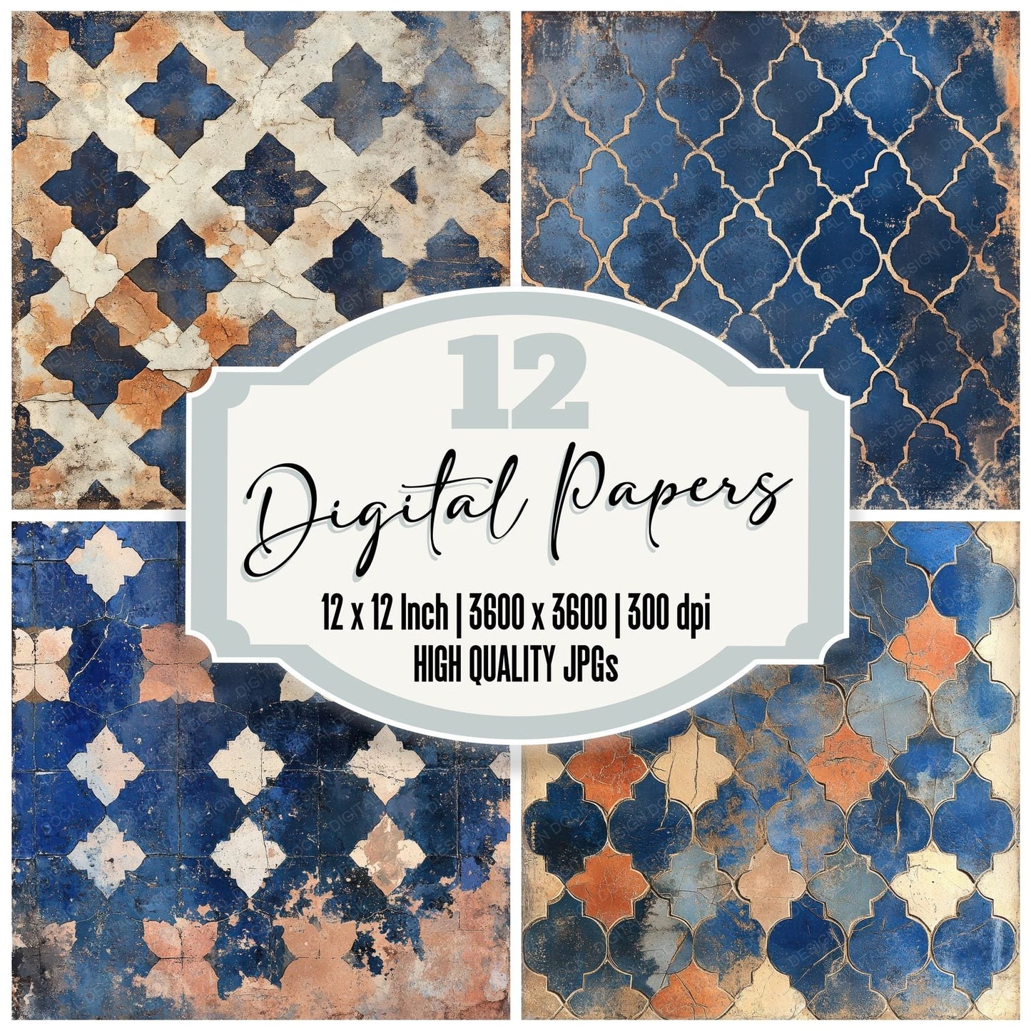 Worn Moroccan Mosaics Digital Paper Pack (DDD004474)