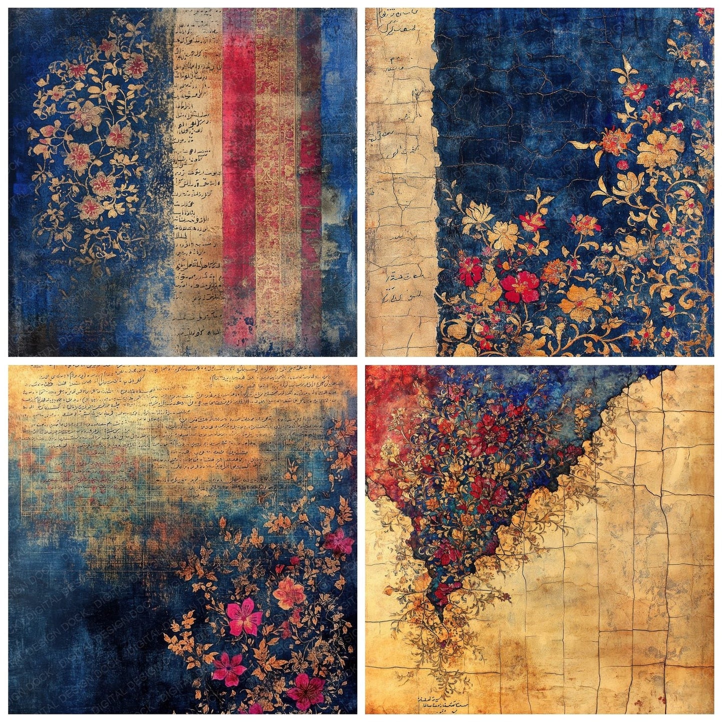 Worn Persian Miniature Digital Paper Pack (DDD004476)