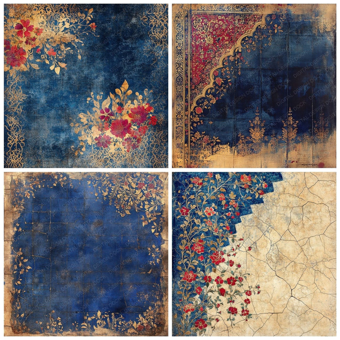Worn Persian Miniature Digital Paper Pack (DDD004476)