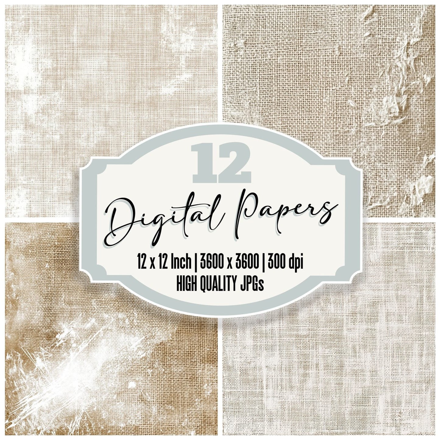 Woven Burlap Texture Digital Paper Pack (DDD004479)