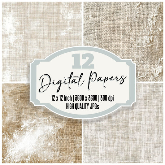 Woven Burlap Texture Digital Paper Pack (DDD004479)