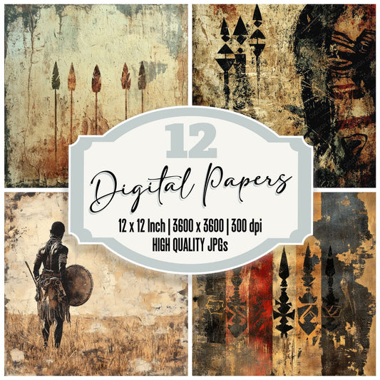 Zulu Spear Shield Digital Paper Pack (DDD004488)