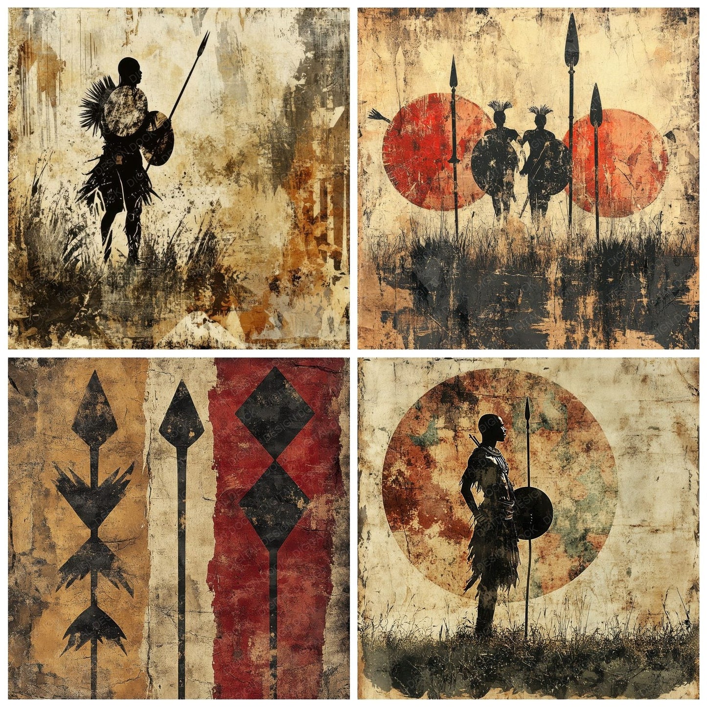 Zulu Spear Shield Digital Paper Pack (DDD004488)