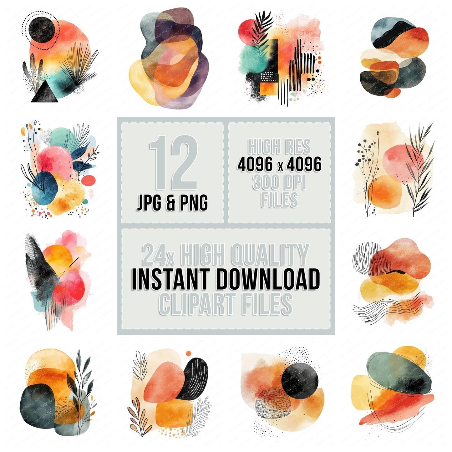 Abstract Boho Shape Design Clipart Set (DDD004496)