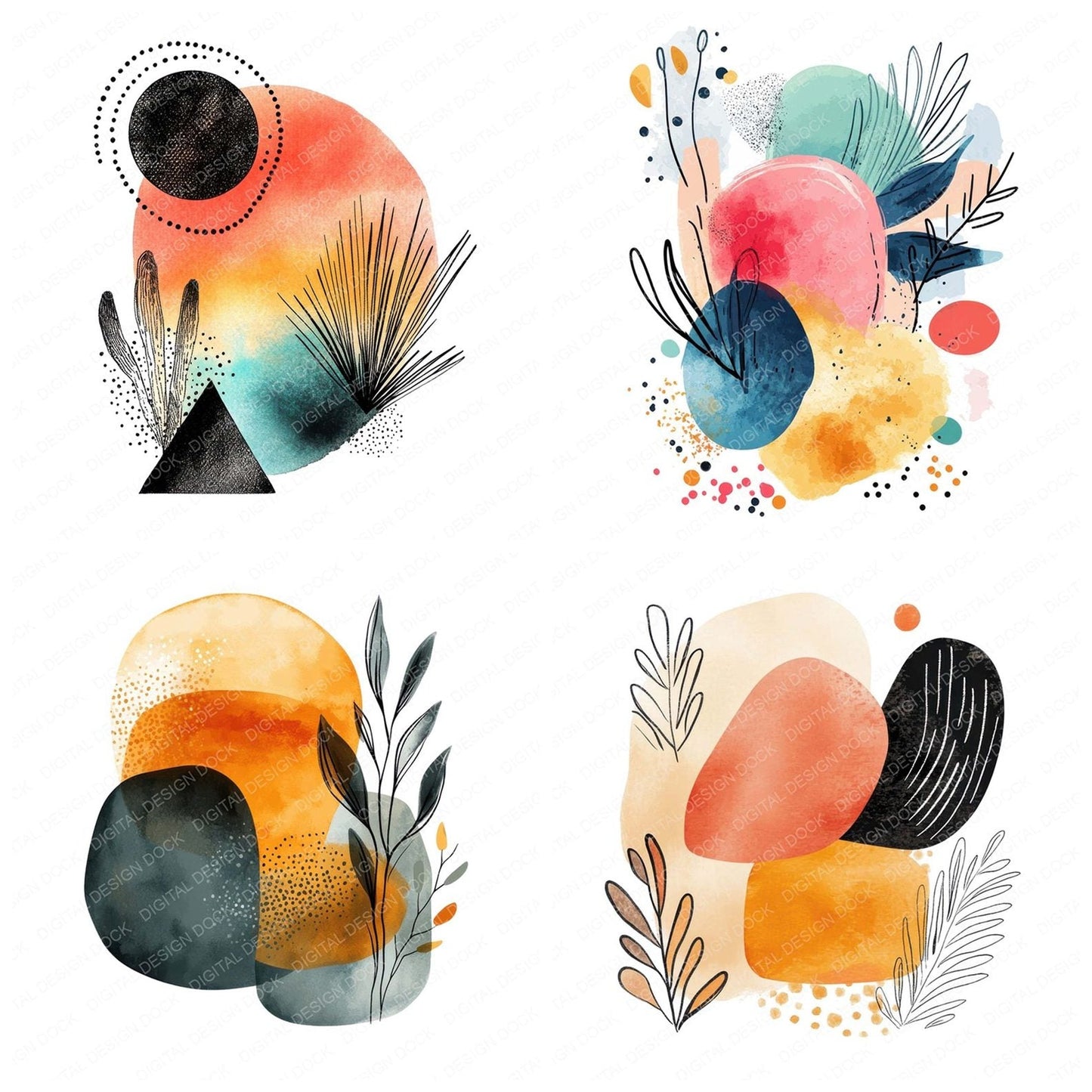 Abstract Boho Shape Design Clipart Set (DDD004496)