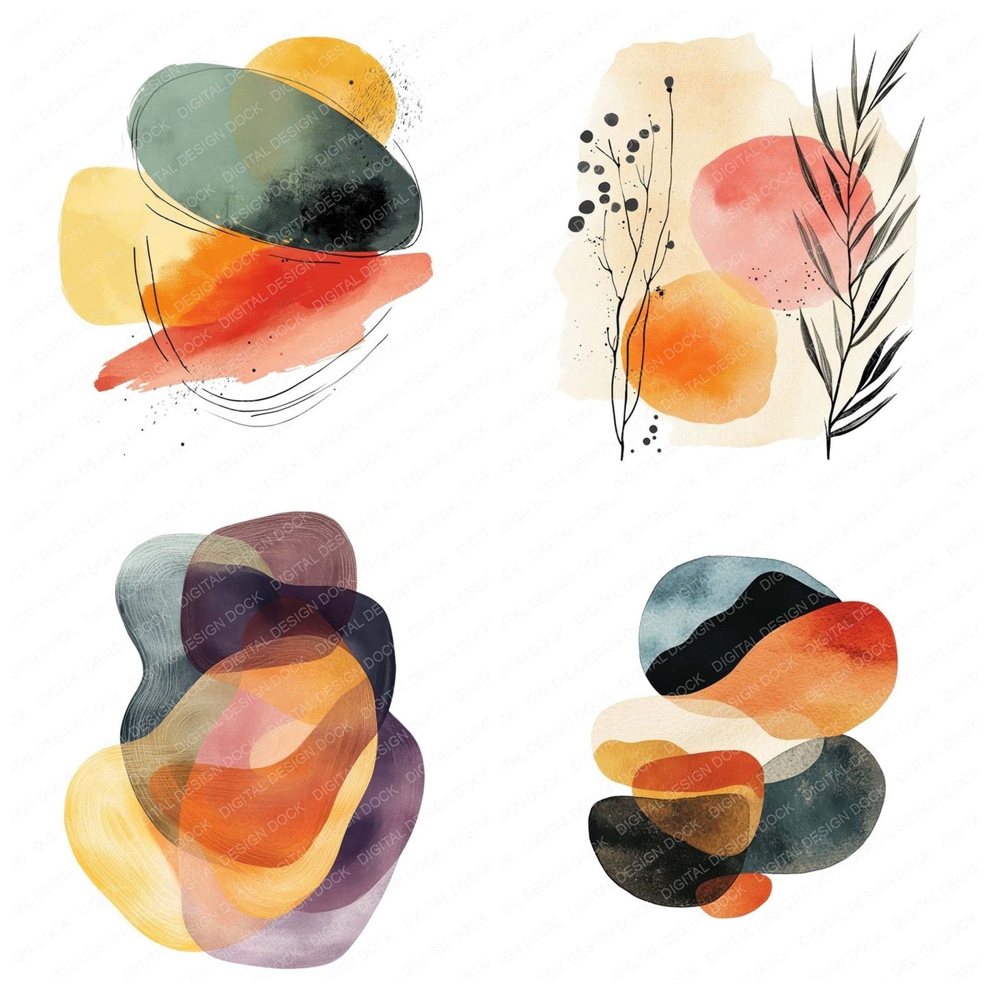 Abstract Boho Shape Design Clipart Set (DDD004496)