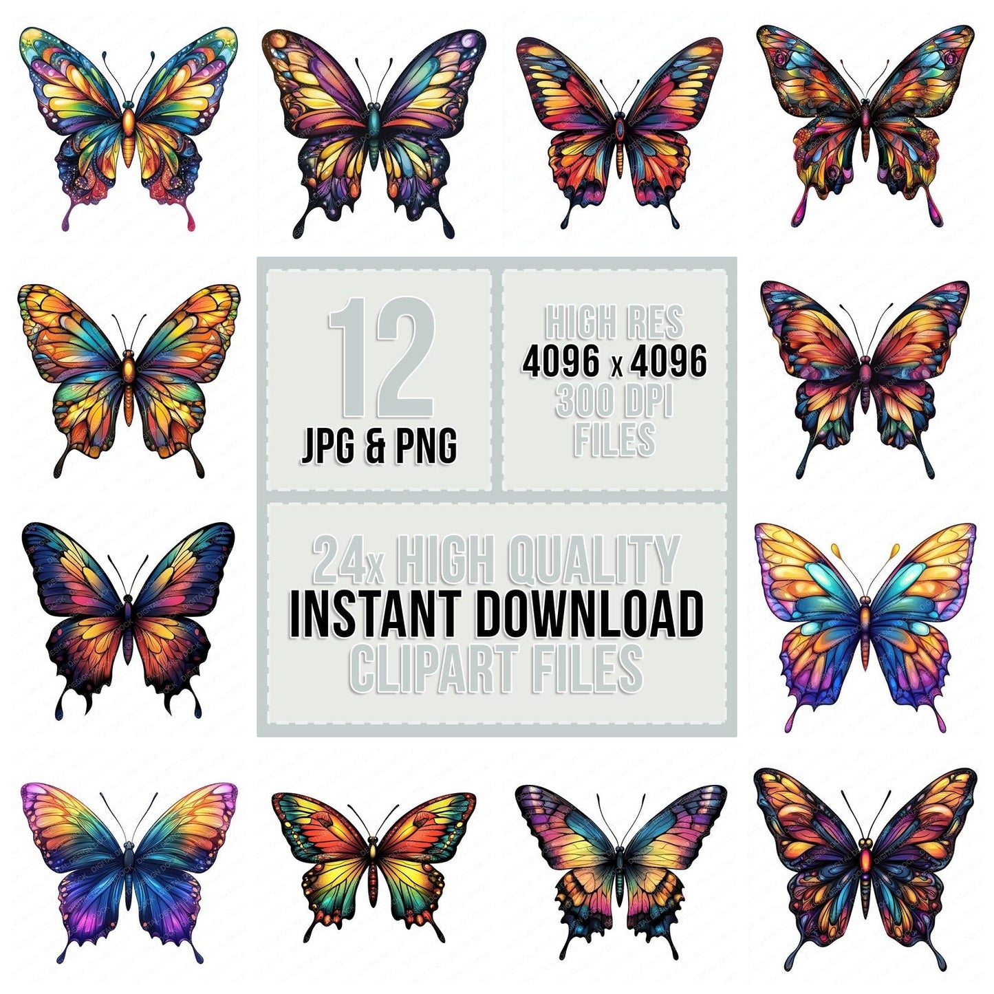 Abstract Butterfly Clipart Set (DDD004499)