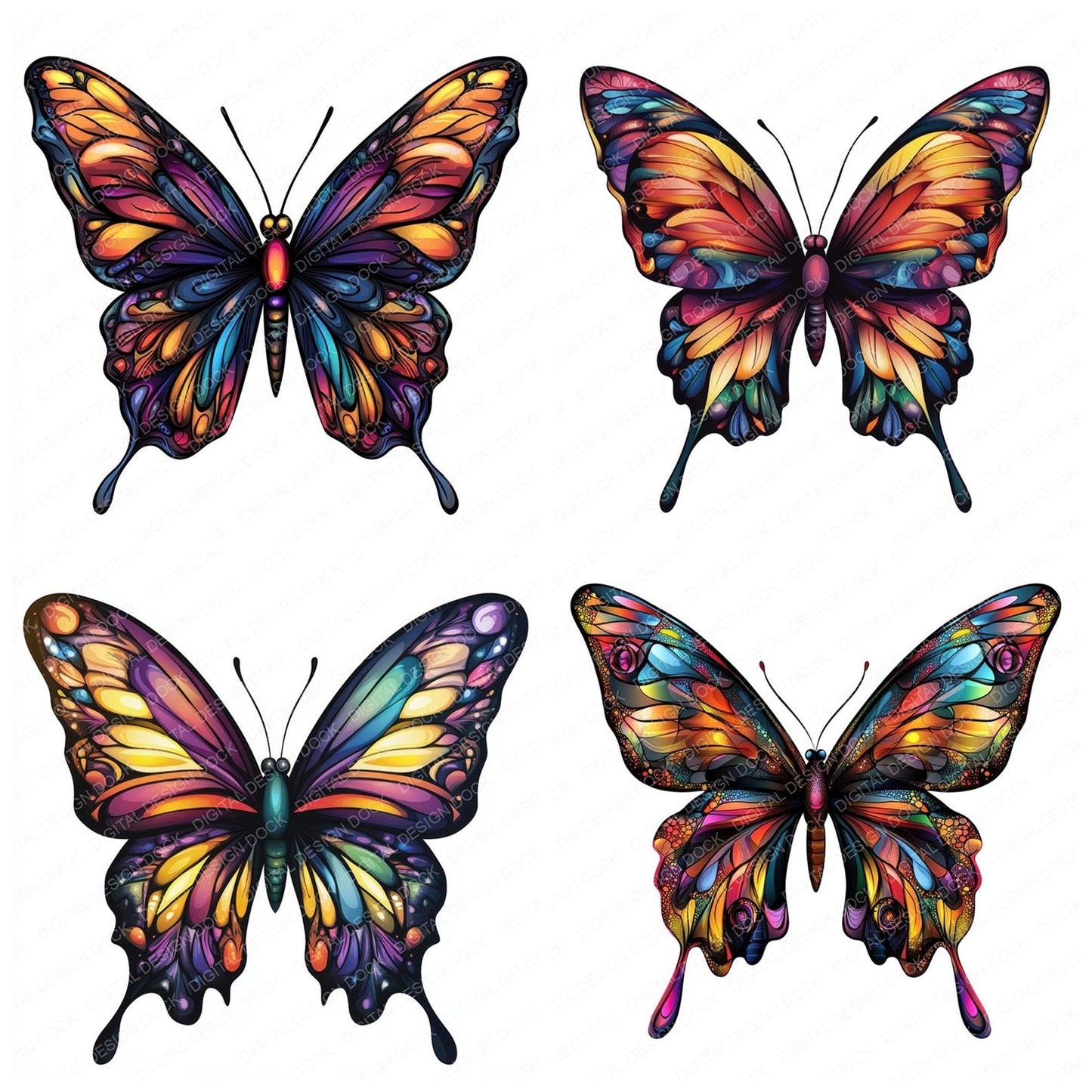 Abstract Butterfly Clipart Set (DDD004499)
