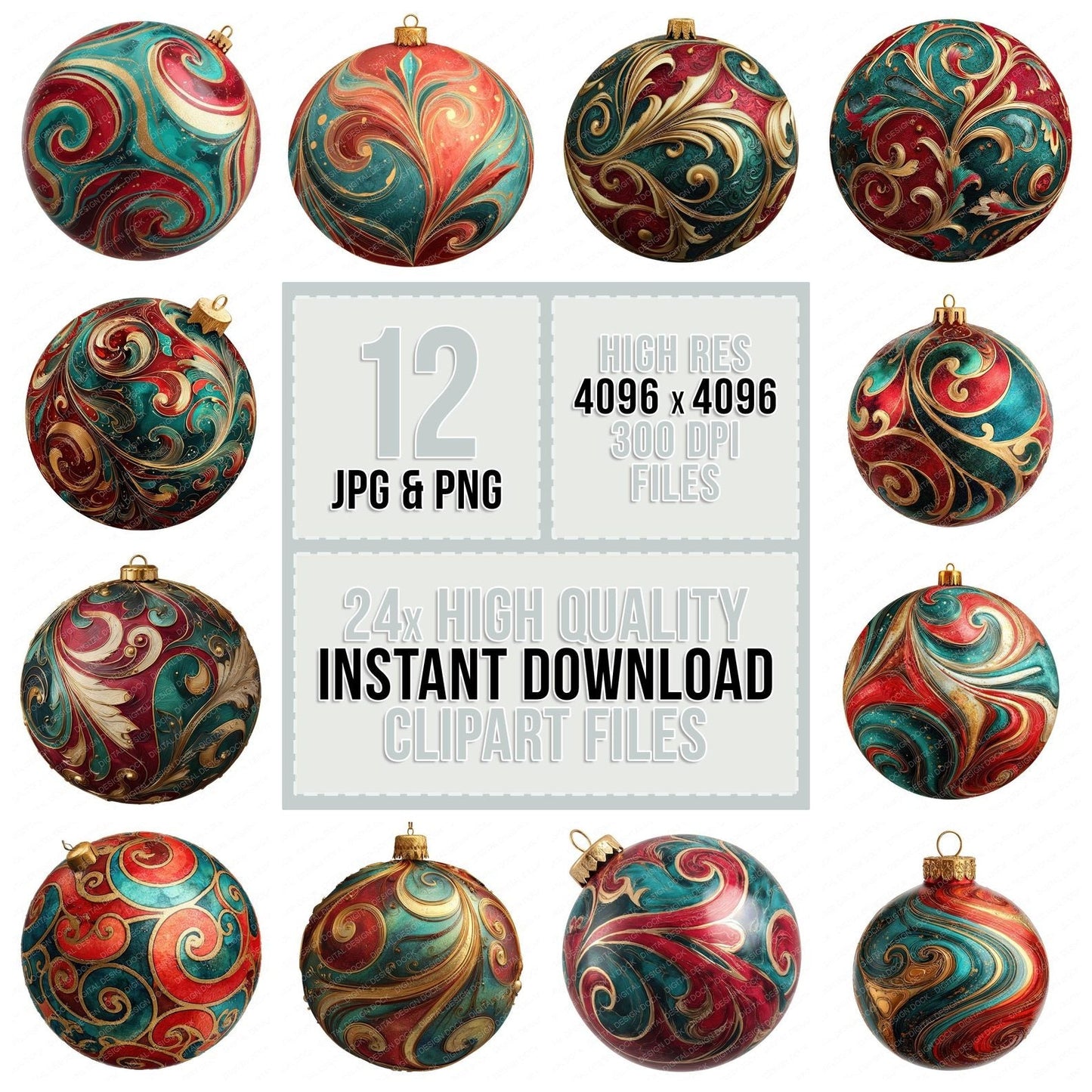 Abstract Christmas Bauble Clipart Set (DDD004505)