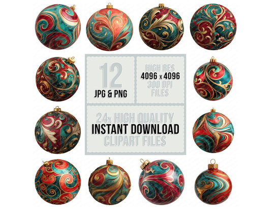Abstract Christmas Bauble Clipart Set (DDD004505)