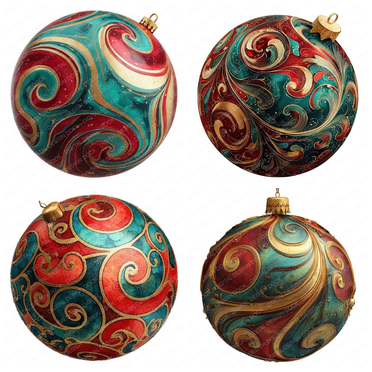 Abstract Christmas Bauble Clipart Set (DDD004505)