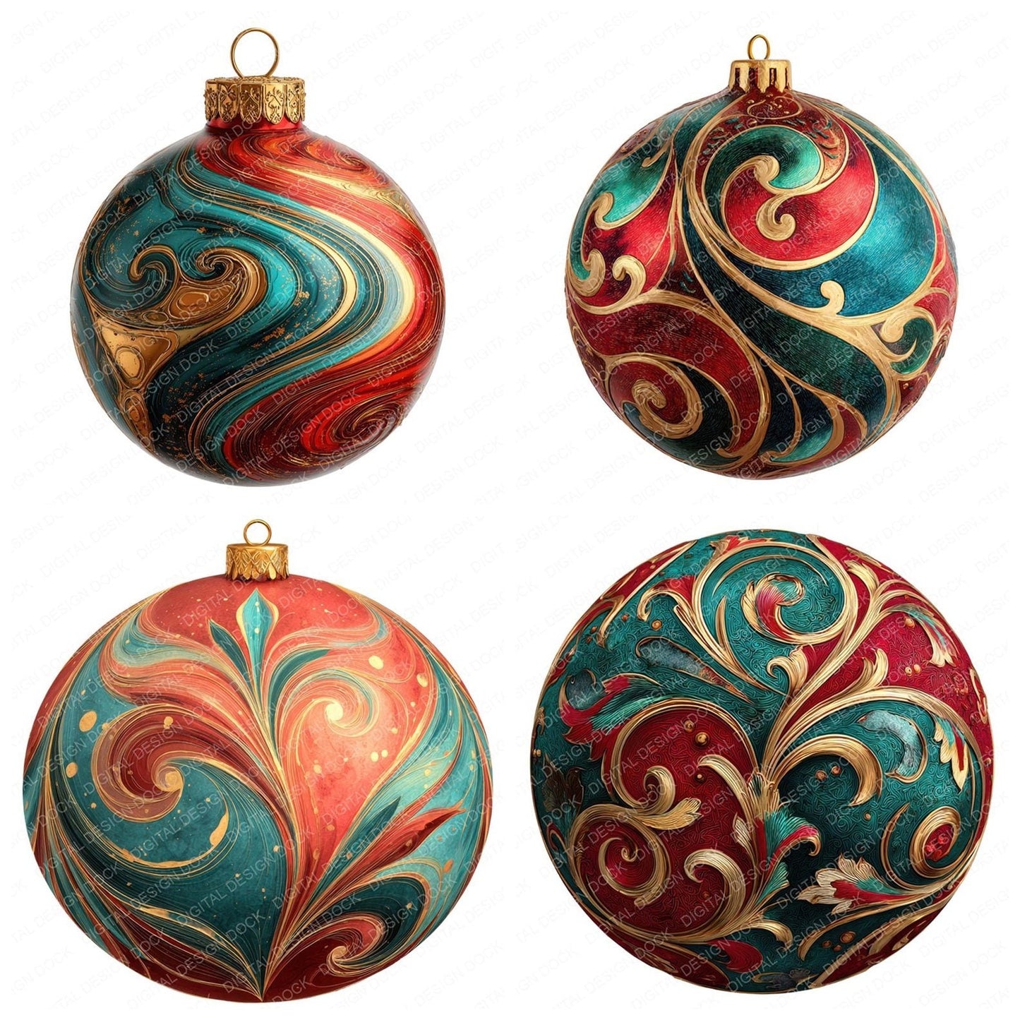 Abstract Christmas Bauble Clipart Set (DDD004505)