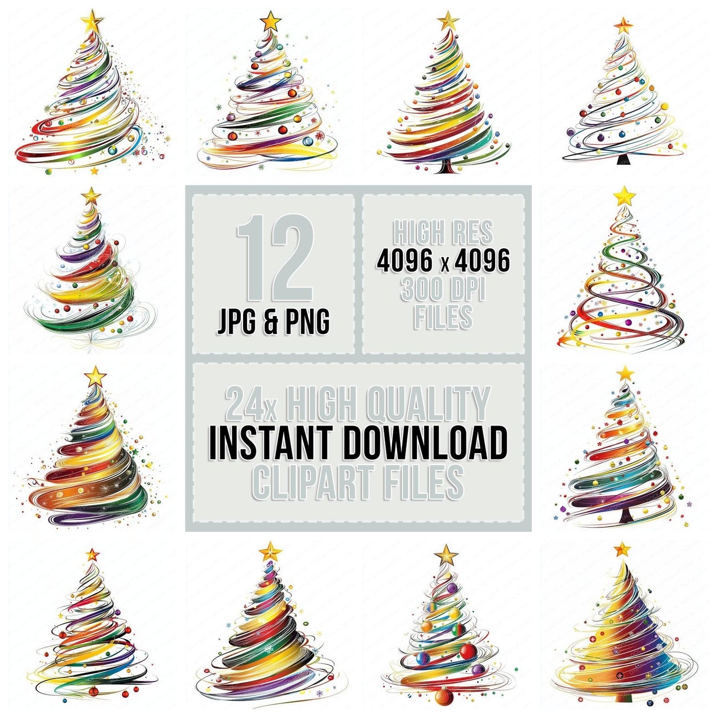 Abstract Christmas Tree Clipart Set (DDD004507)