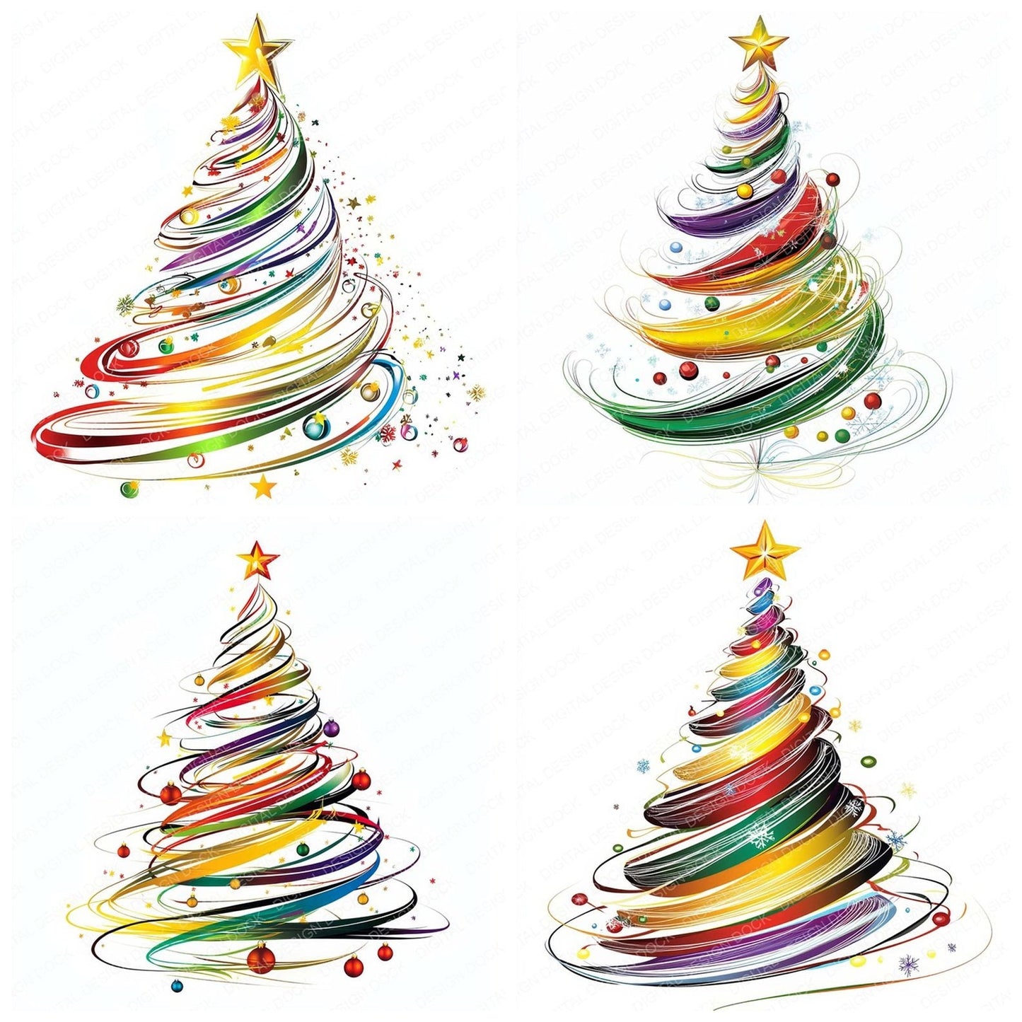 Abstract Christmas Tree Clipart Set (DDD004507)