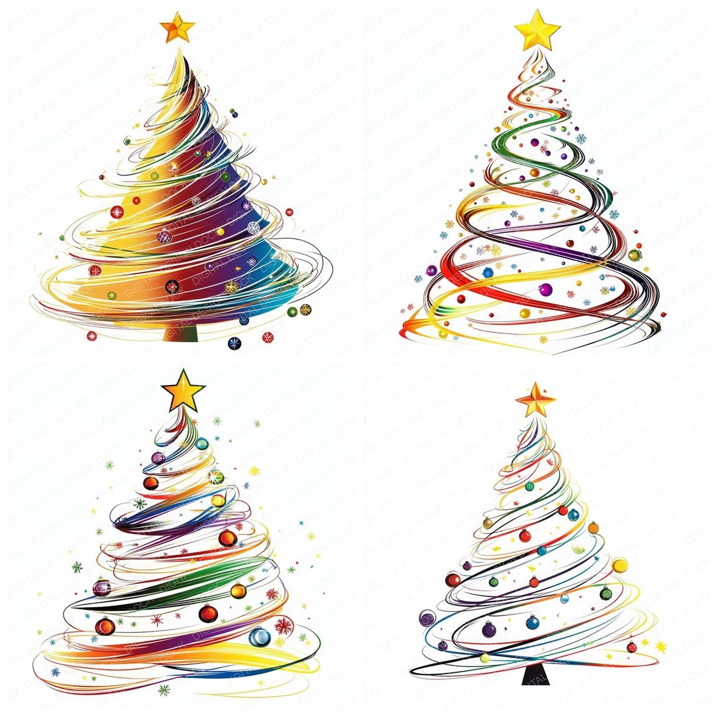 Abstract Christmas Tree Clipart Set (DDD004507)