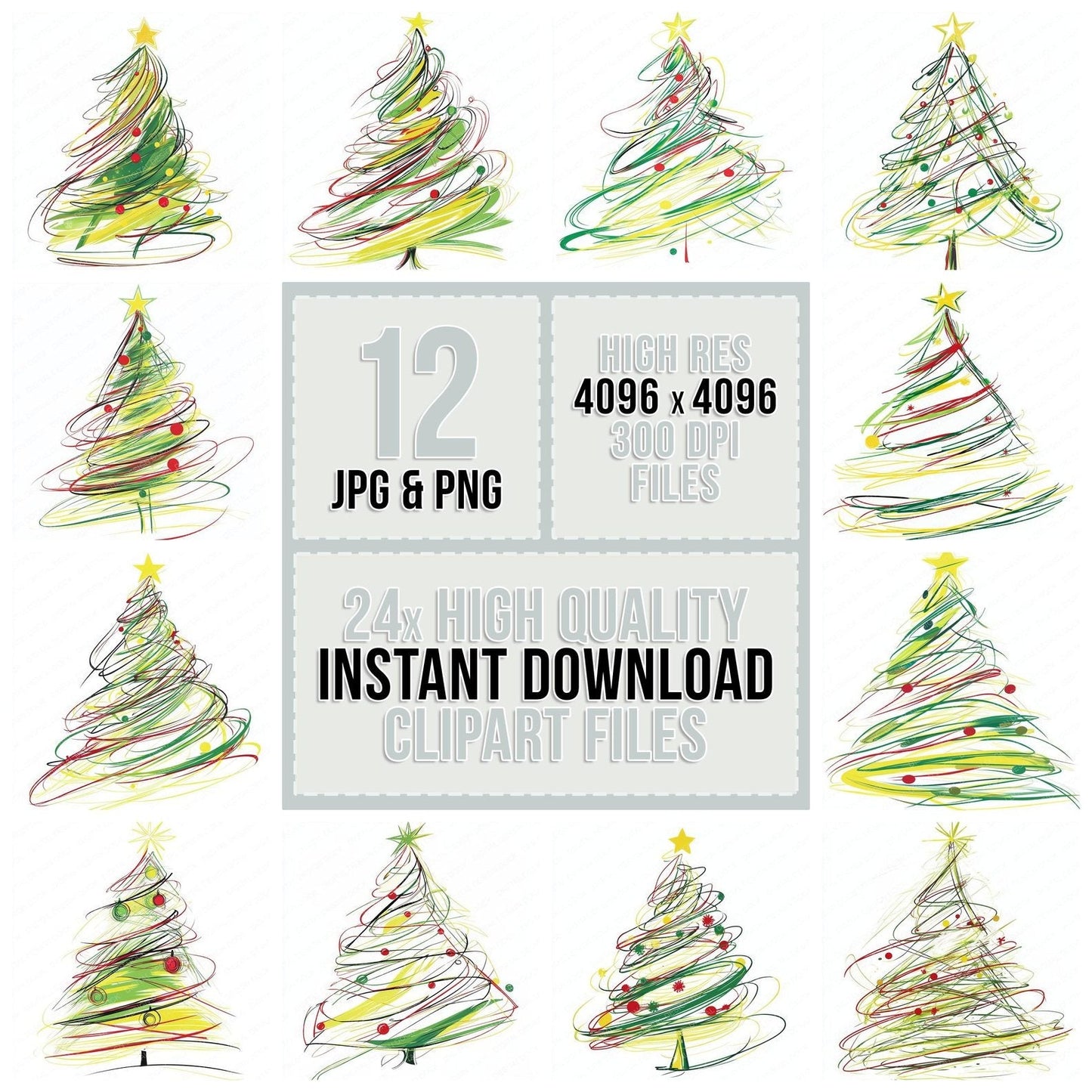 Abstract Christmas Tree Clipart Set (DDD004508)