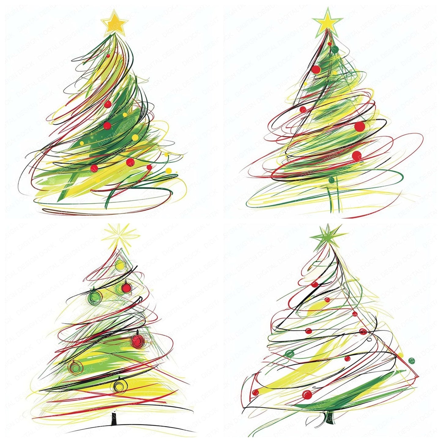 Abstract Christmas Tree Clipart Set (DDD004508)