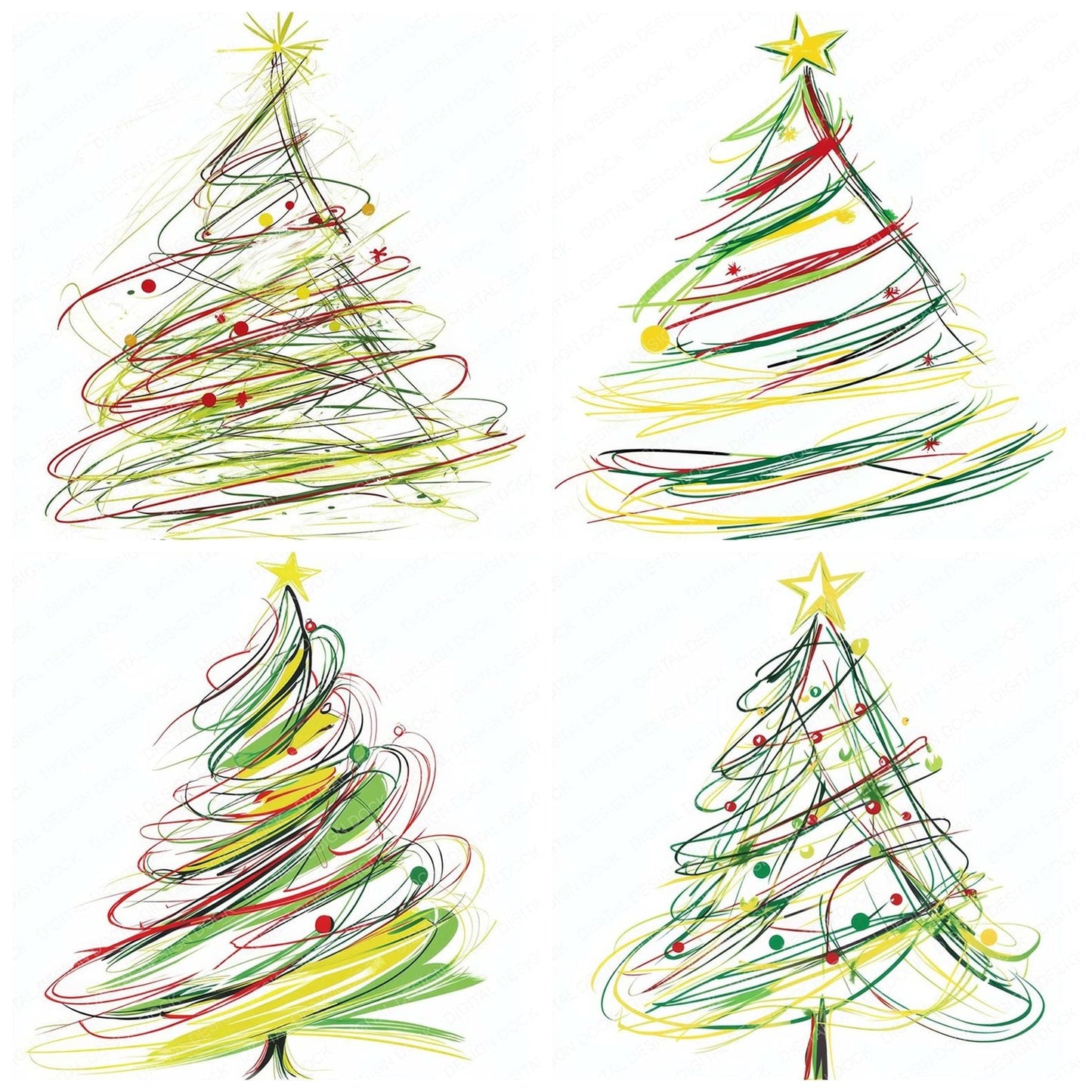 Abstract Christmas Tree Clipart Set (DDD004508)