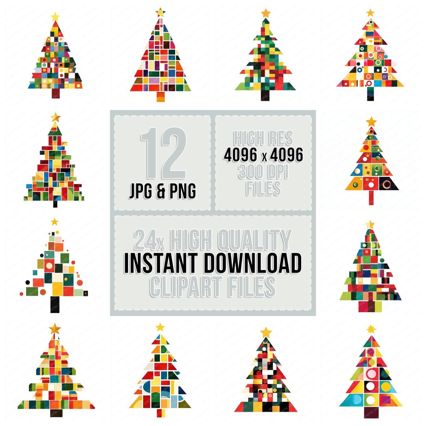 Abstract Christmas Tree Clipart Set (DDD004509)