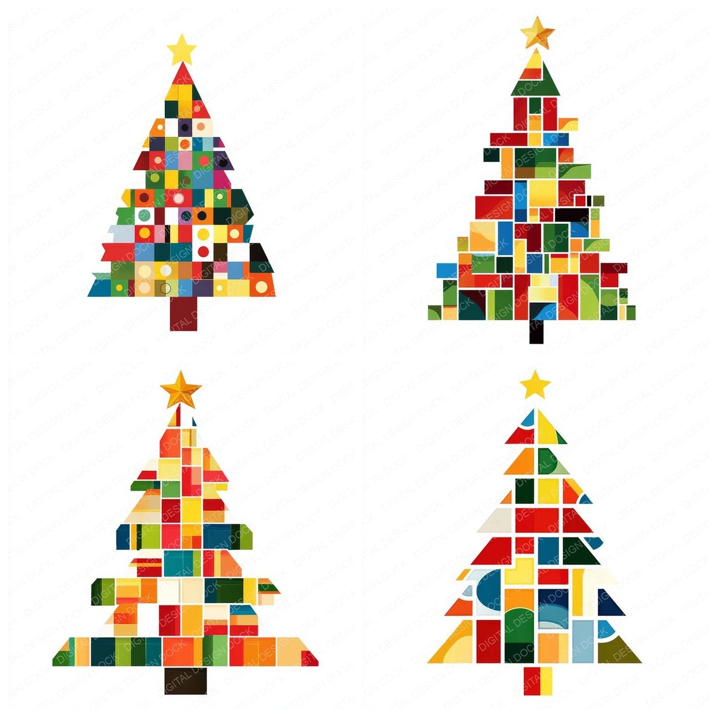 Abstract Christmas Tree Clipart Set (DDD004509)